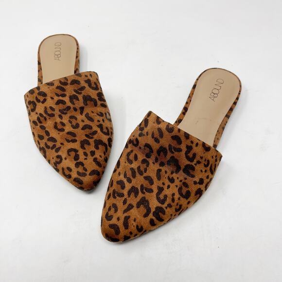 Abound Womens 6 Leopard Print Pointed Toe Slip On Flats Animal Brown Tan Black - Picture 2 of 11